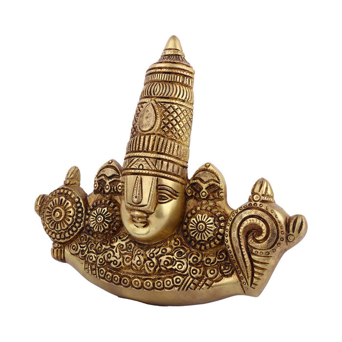 Balaji Murti Wall Hanging - 8 Inches | Antique Brass Statue/ Lord Balaji Idol for Home - Wall Hanging