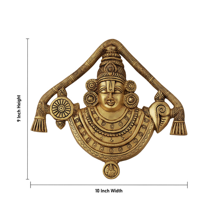 Balaji Murti Wall Hanging - 9 Inches | Antique Brass Statue/ Lord Balaji Idol for Home - Wall Hanging