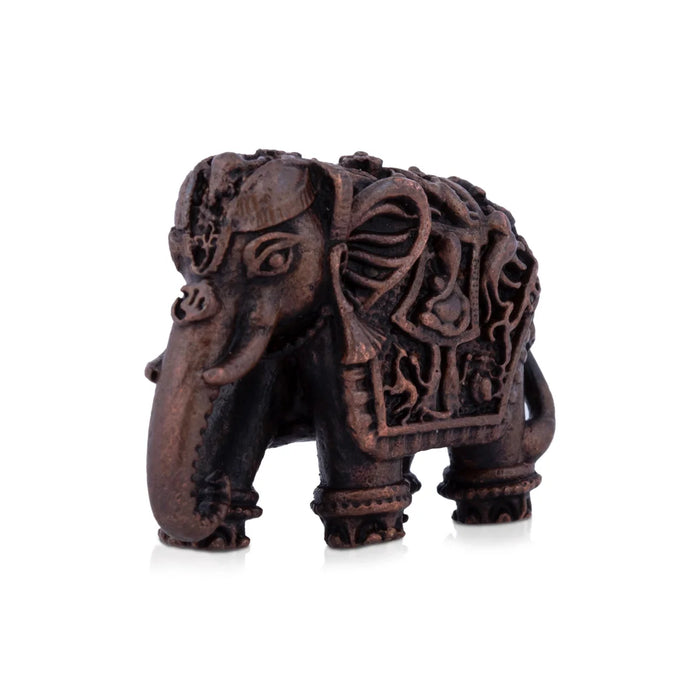 Elephant Statue - 1 x 1.5 Inches | Copper Idol/ Elephant Figurine for Pooja/ 43 Gms Approx