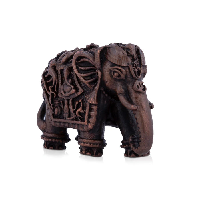 Elephant Statue - 1 x 1.5 Inches | Copper Idol/ Elephant Figurine for Pooja/ 43 Gms Approx