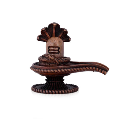 Shivling Nag Statue - 2.3 x 2.5 Inches | Copper Idol/ Shivling with Sheshnag for Pooja/ 128 Gms Approx