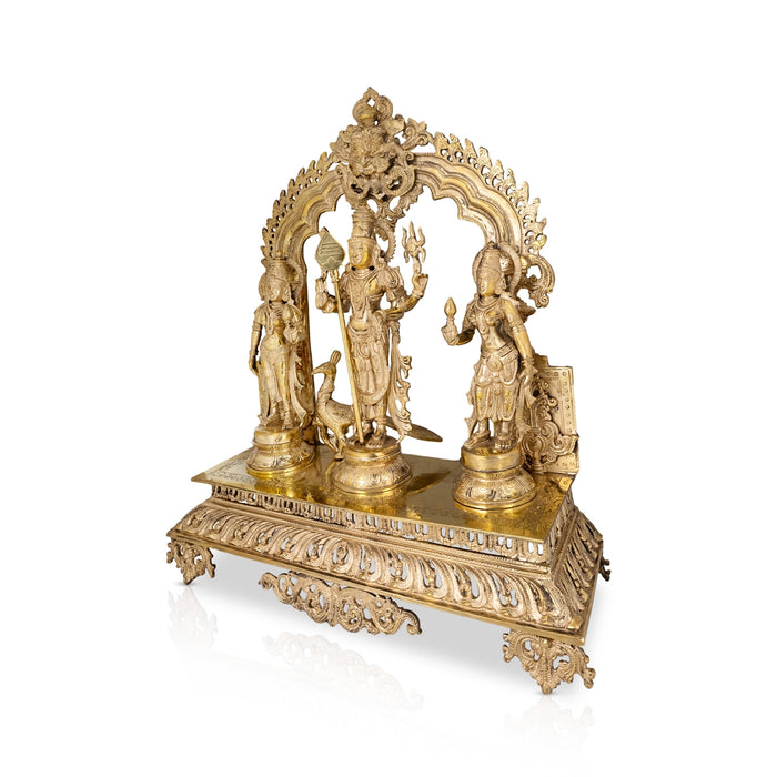 Murugar Valli Deivanai With Arch Murti- 23 x 19 Inches|Brass Idol/ God Statue/ Decor for Pooja & Temple - Brass Murties
