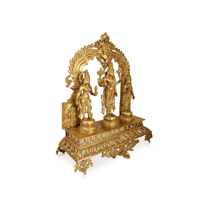 Perumal Sridevi Bhudevi Idol Set - 23 x 19 Inches | Brass Statue / Balaji Murti With Sridevi Bhudevi for Pooja - Brass Murties