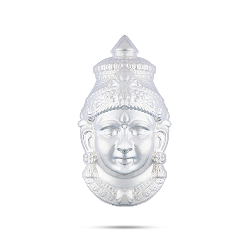 Varalakshmi Ammavari Face - 6 x 3 Inches | White Metal Lakshmi Face/ Amman Face for Deity/ 75 Gms Approx - Head & Face Accessories