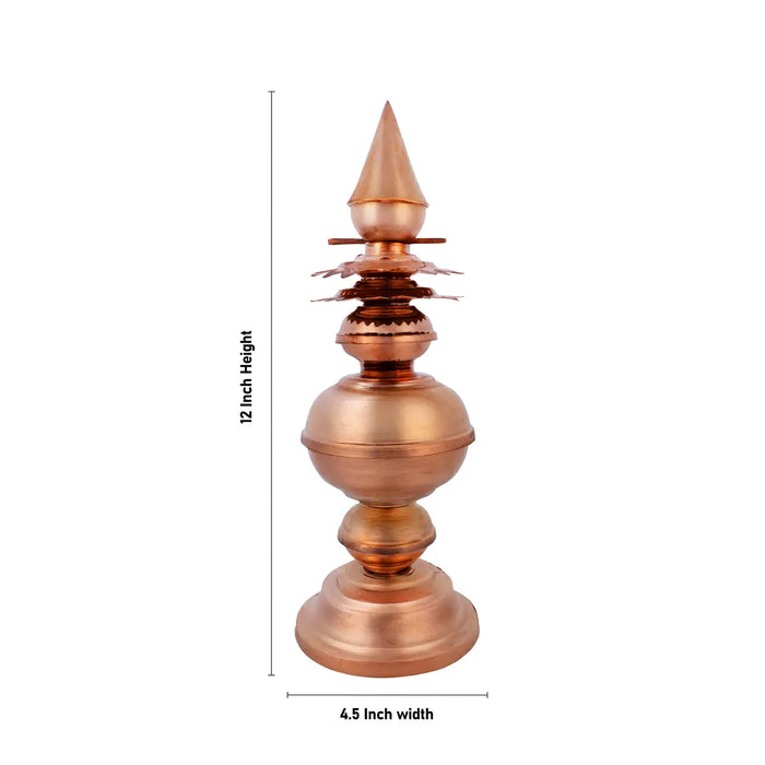 Gopura Kalash - 12 x 4.5 Inches | Copper Kalasam / Temple Gopura Kalasham / Temple Top Kalash - Temple Decoration