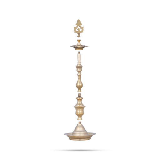 Brass Lamp - 26 x 7.5 Inches | Pirai Design Kuthu Vilakku / Brass Deepam / Brass Vilakku for Pooja - Kuthuvilakku