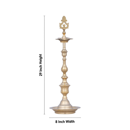 Kuthu Vilakku - 29 x 8 Inches | Pirai Lamp / Brass Deepam / Brass Vilakku for Pooja - Kuthuvilakku