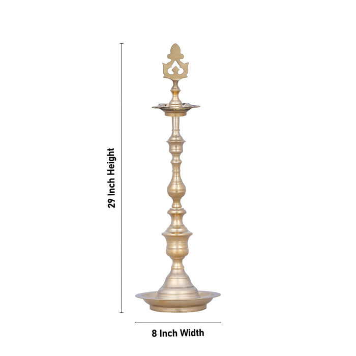 Kuthu Vilakku - 29 x 8 Inches | Pirai Lamp / Brass Deepam / Brass Vilakku for Pooja - Kuthuvilakku