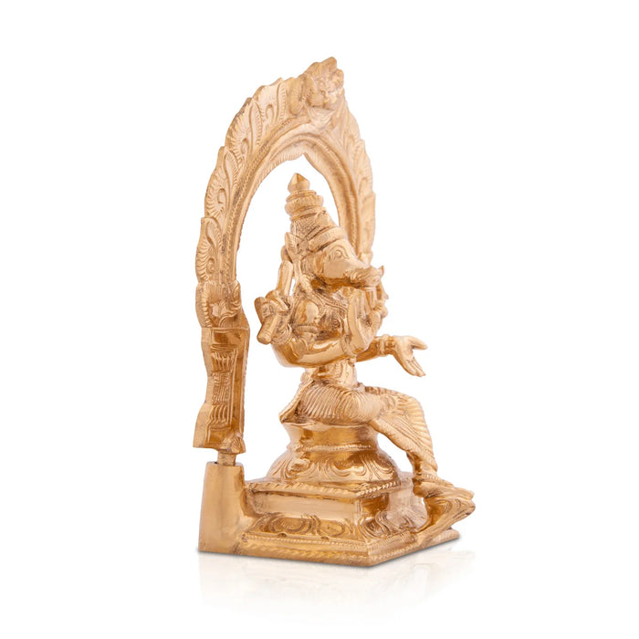 Varahi Amman Statue with Arch - 6.5 x 4.75 Inches | Panchaloha Idol/ Varahi Amman Idol with 4 Hands for Pooja