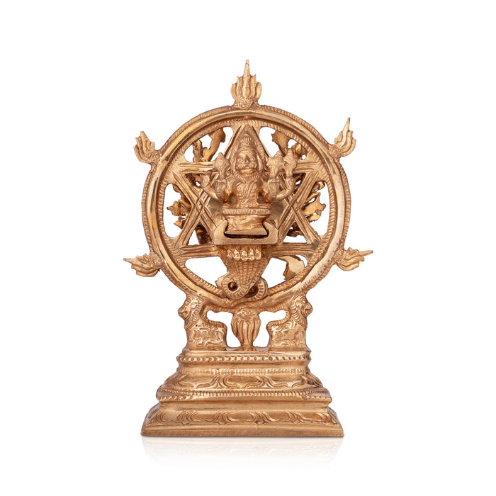 Chakkarathazhvar Statue - 6.5 x 4.5 Inches | Panchaloham Idol/ Sudarshana Azhwar Murti For Pooja