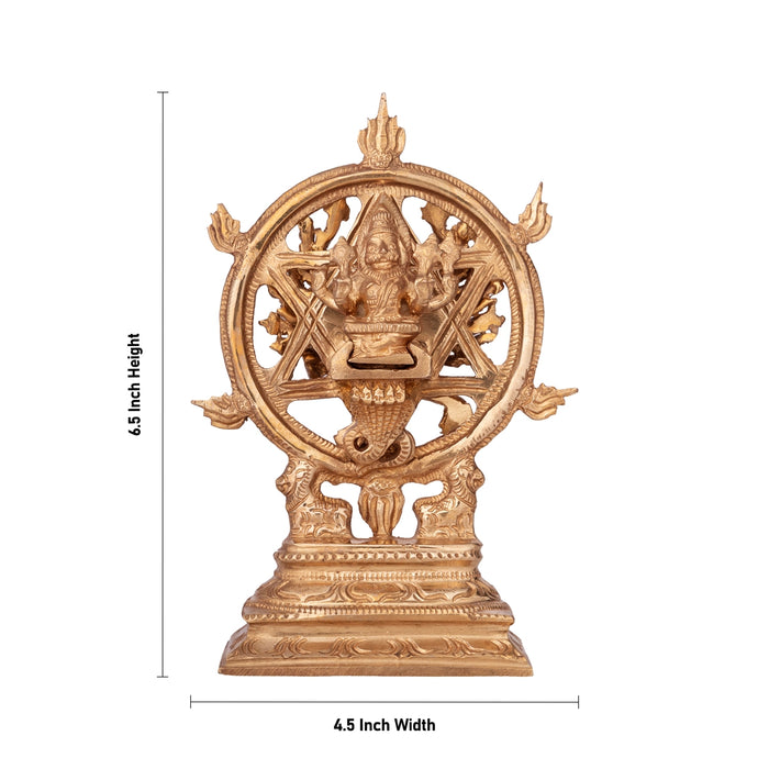 Chakkarathazhvar Statue - 6.5 x 4.5 Inches | Panchaloham Idol/ Sudarshana Azhwar Murti For Pooja