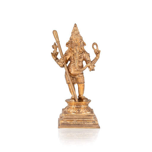 Ganesha standing On Base Murti - 8 x 3 Inches | Panchaloham Statue / Vinayagar Sculpture For Home Decor - Panchaloha Murties