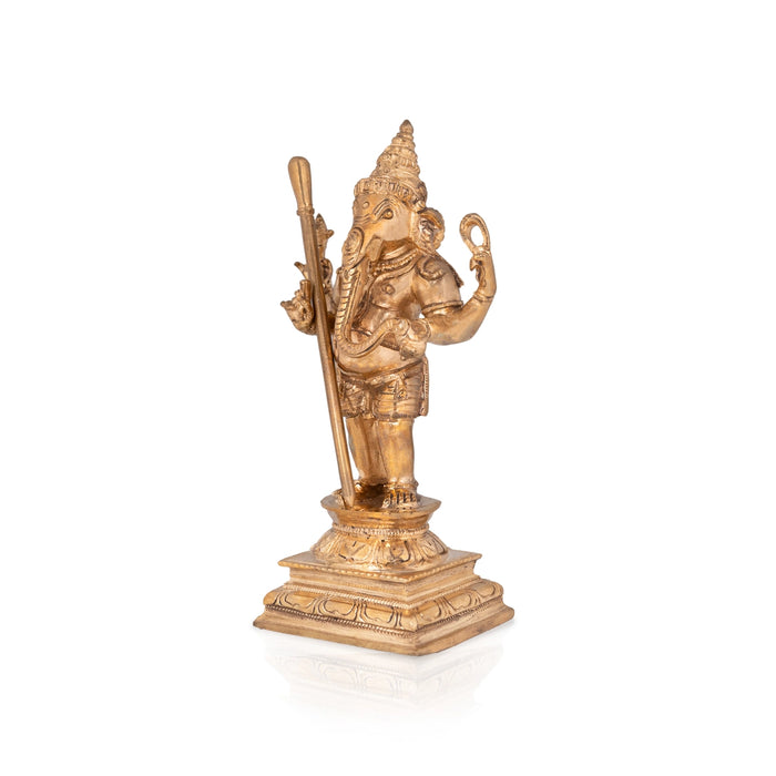 Ganesha standing On Base Murti - 8 x 3 Inches | Panchaloham Statue / Vinayagar Sculpture For Home Decor - Panchaloha Murties