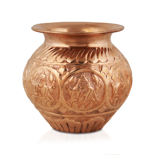 Copper Lota - 4.5 x 3.75 Inches | Ashtalakshmi Chombu/ Copper Kalash for Pooja - Kalash & Pooja Lota