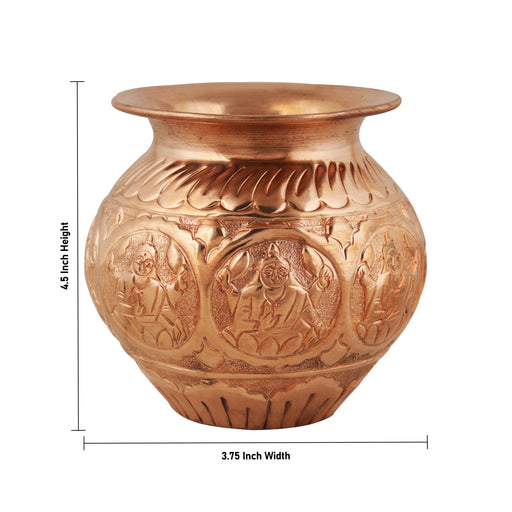 Copper Lota - 4.5 x 3.75 Inches | Ashtalakshmi Chombu/ Copper Kalash for Pooja - Kalash & Pooja Lota