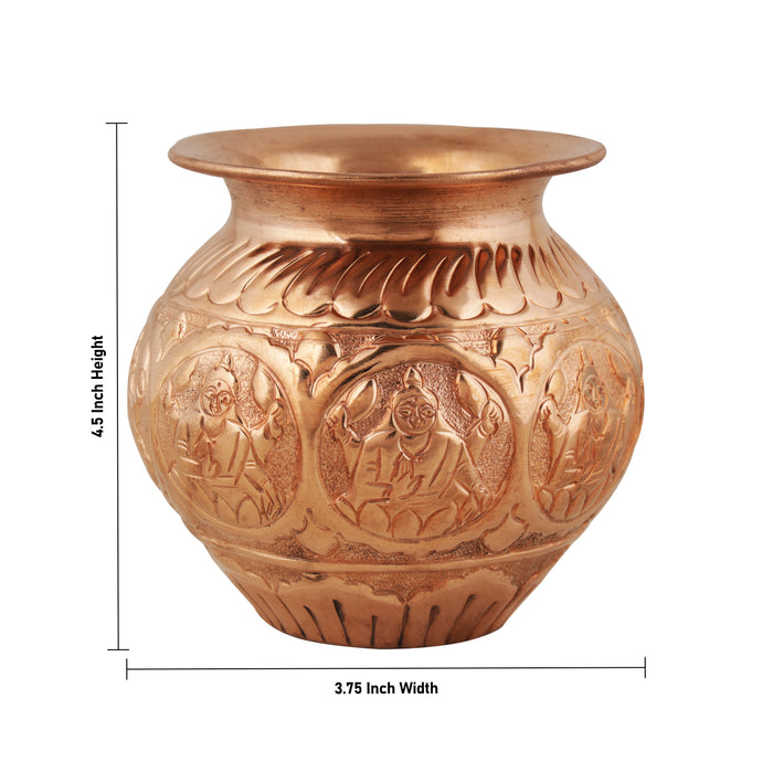 Copper Lota - 4.5 x 3.75 Inches | Ashtalakshmi Chombu/ Copper Kalash for Pooja - Kalash & Pooja Lota