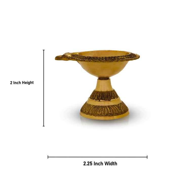 Kubera Deepam - 2 x 2.25 Inches | Lakshmi Kubera Vilakku with Base/ Brass Laxmi Kubera Deepam/ Kuber Diya for Pooja - Kuber Deep