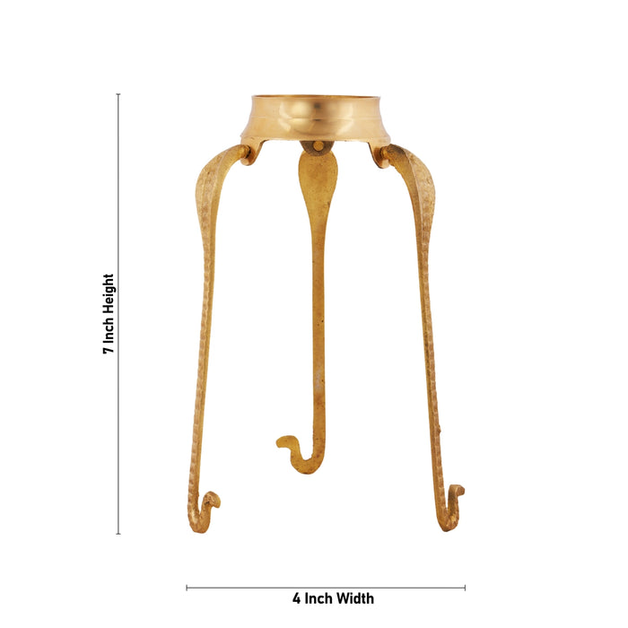 Jaladhari Stand - 7 x 4 Inches | Brass Tripai Stand/ Brass Jaladhari for Pooja/ 100 Gms Approx - Abhishek Plate