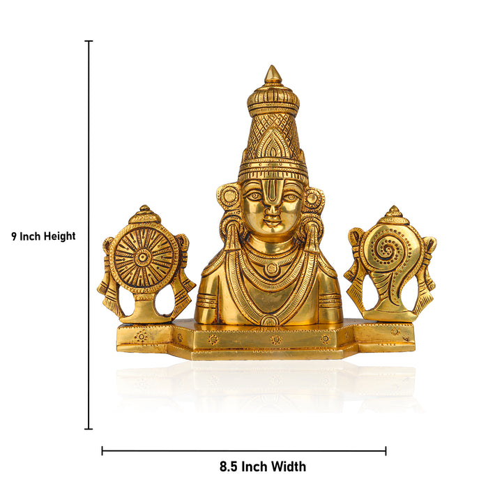 Brass AF Balaji Bust Wall Hanging - 9 Inches - Wall Hanging