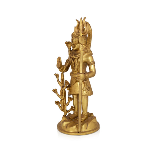 Shivan Standing on base Murti - 17 x 7 Inches | Antique Brass Idol / Shiva Lingam Statue / Shivling For Pooja - Brass Murties