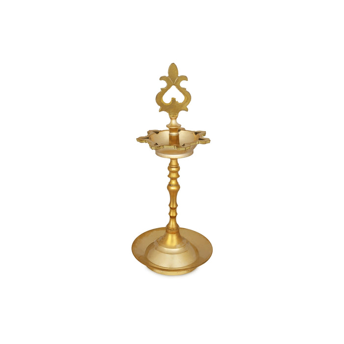 Brass Lamp - 10.7 x 4.5 Inches | Karaikudi Pirai Design Kuthu Vilakku/ 7 Face Deepam/ Brass Vilakku for Pooja