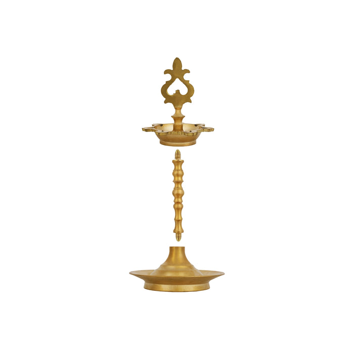 Brass Lamp - 10.7 x 4.5 Inches | Karaikudi Pirai Design Kuthu Vilakku/ 7 Face Deepam/ Brass Vilakku for Pooja