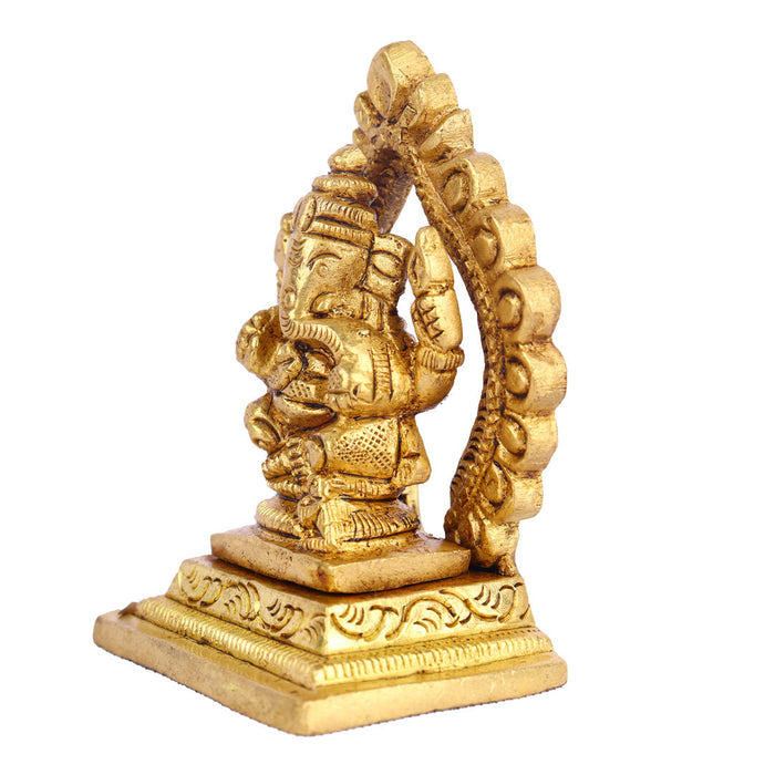 Ganesh with Arch Murti - 2.5 Inches | Antique Brass Statue/ Vinayagar Statue/ Ganesha Idol for Pooja - Brass Murties