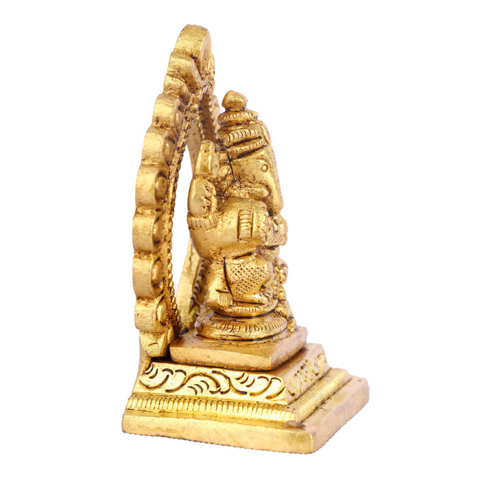 Ganesh with Arch Murti - 2.5 Inches | Antique Brass Statue/ Vinayagar Statue/ Ganesha Idol for Pooja - Brass Murties