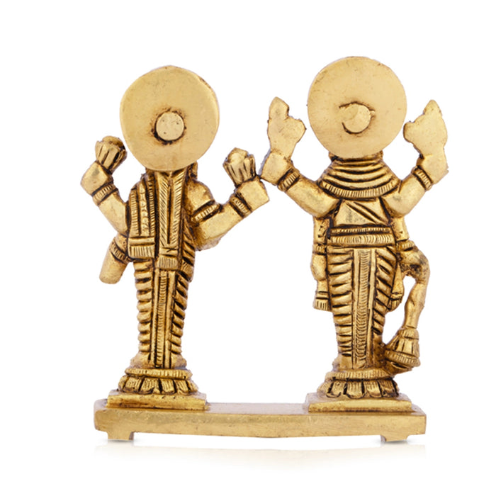 Laxmi Vishnu Murti - 3 x 2.5 Inches | Antique Brass Statue/ Vishnu Lakshmi Idol for Pooja/ 200 Gms Approx - Brass Murties