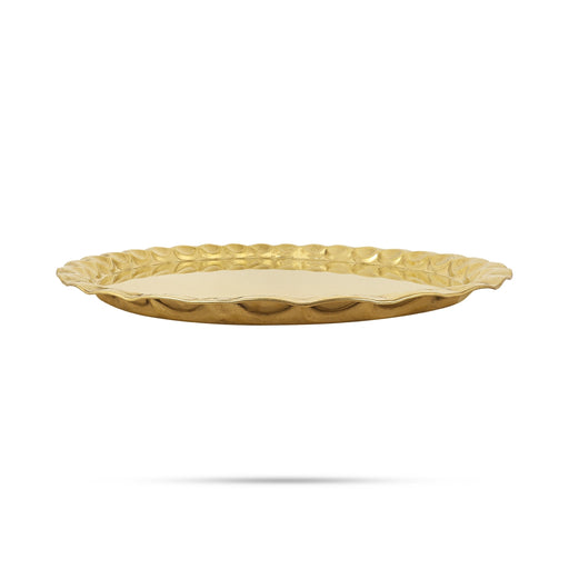Brass Thambulam Thattu - 18 Inches | Floral Engraved Thamboolam Plate/ Brass Plate For Pooja Ceremonies - Pooja Plate & Tray