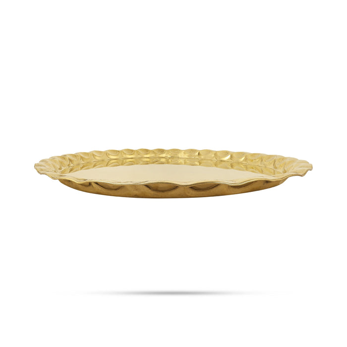 Brass Thambulam Thattu - 18 Inches | Floral Engraved Thamboolam Plate/ Brass Plate For Pooja Ceremonies - Pooja Plate & Tray