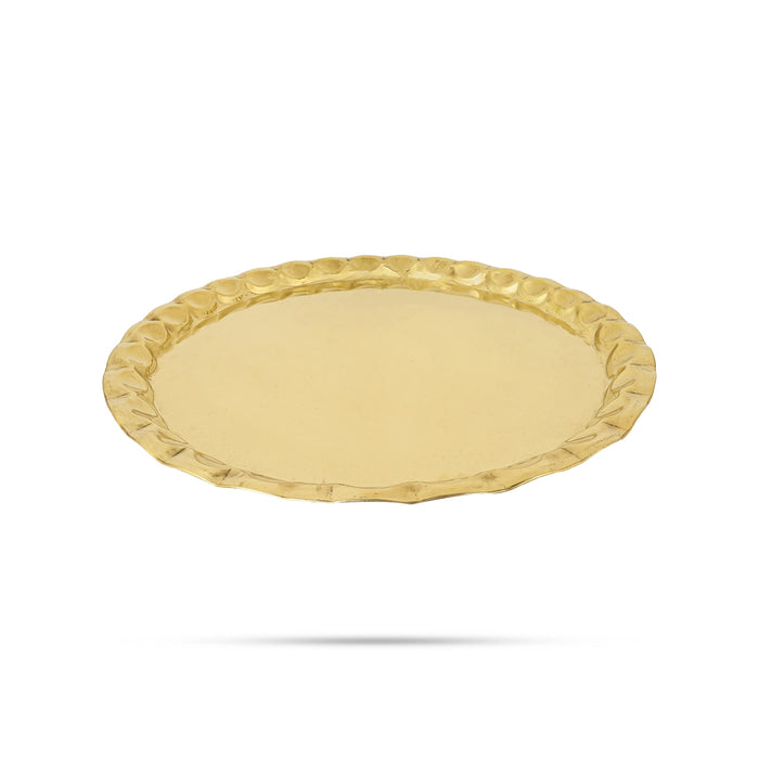 Brass Thambulam Thattu - 18 Inches | Floral Engraved Thamboolam Plate/ Brass Plate For Pooja Ceremonies - Pooja Plate & Tray