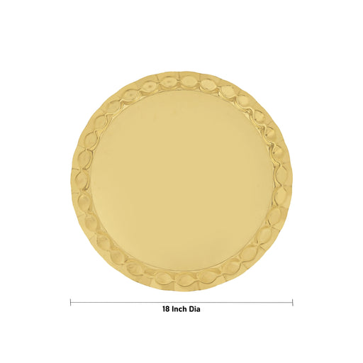 Brass Thambulam Thattu - 18 Inches | Floral Engraved Thamboolam Plate/ Brass Plate For Pooja Ceremonies - Pooja Plate & Tray