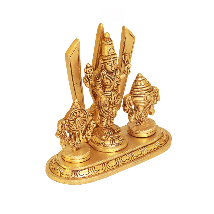 Balaji Murti - 5 Inches | Balaji Statue/ Antique Brass Statue/ Namam Shank Chakra Balaji Idol for Pooja - Brass Murties