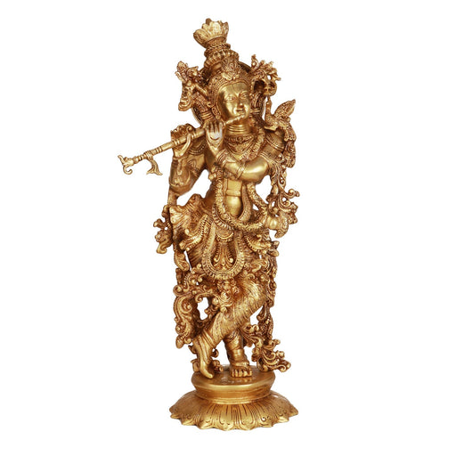 Krishnan Statue  - 26 x 9 Inches |  Brass Idol/ Krishna Idol/ Lord Krishna Standing/ Krishna Murti for Pooja - Brass Murties