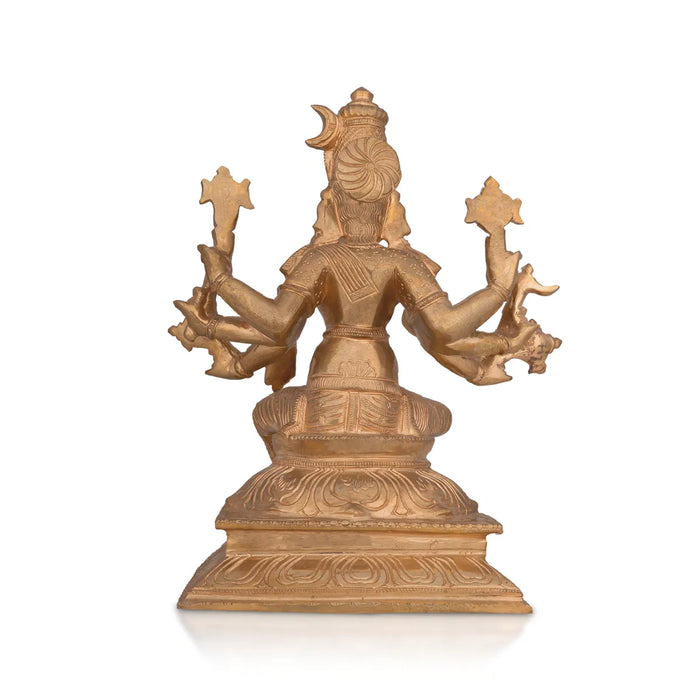 Varahi Amman Sitting on Base Murti - 9.7 x 7 Inches | Panchaloha Idol/ Varahi Amman Idol With 8 Hands for Pooja - Panchaloha Murties