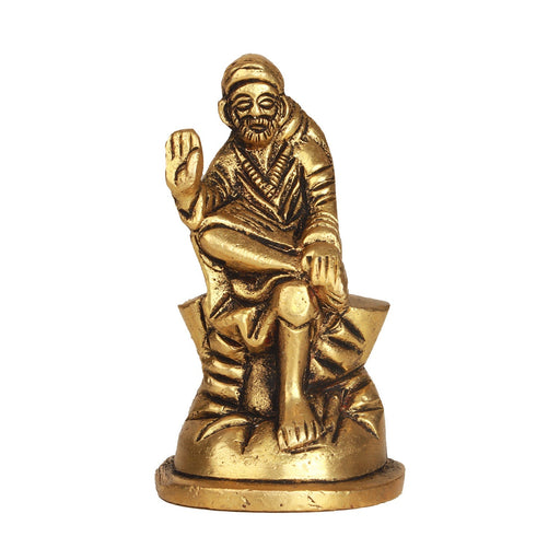 Saibaba Statue - 2 Inches | Antique Brass Statue/ Saibaba Idol/ Sai Baba Murti for Pooja - Brass Murties
