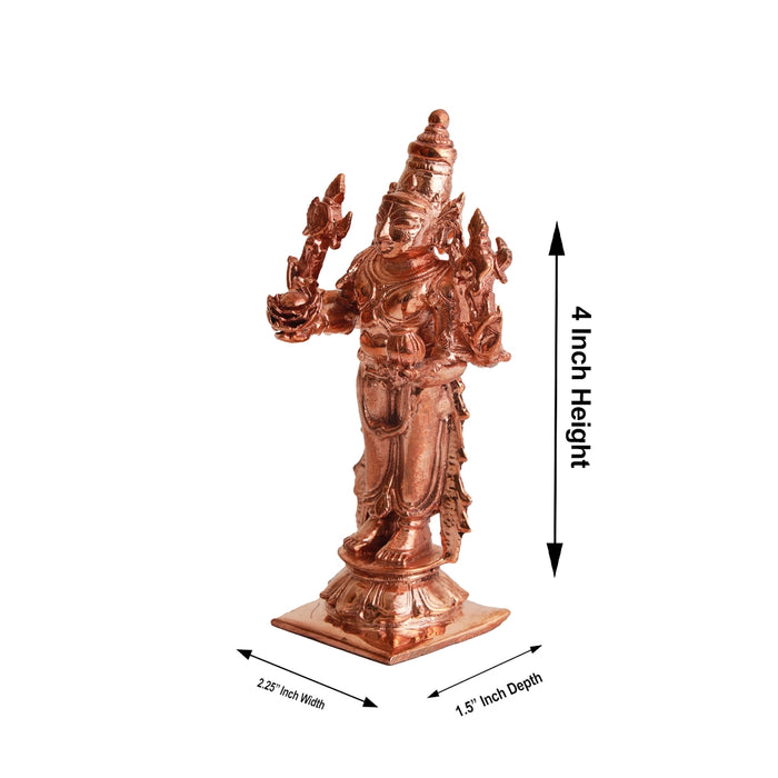 Guruvayurappan Idol - 4 x 2.25 Inches | Guruvayoorappan Vigraham/ Panchaloha Statue for Pooja/ 220 Gms Approx