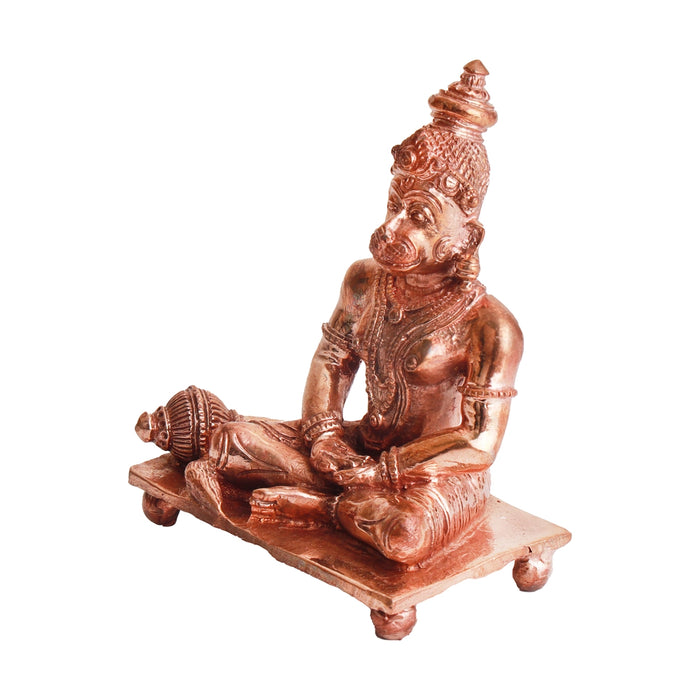 Anjaneya Statue - 3.5 x 2.75 Inches | Panchaloha Statue/ Sitting Hanuman Statue for Pooja/ 335 Gms Approx - Panchaloha Murties