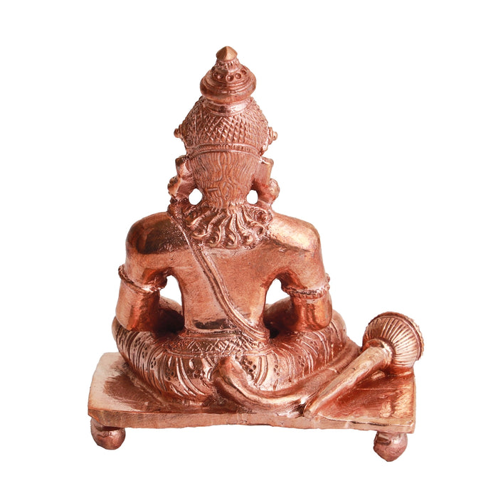 Anjaneya Statue - 3.5 x 2.75 Inches | Panchaloha Statue/ Sitting Hanuman Statue for Pooja/ 335 Gms Approx - Panchaloha Murties