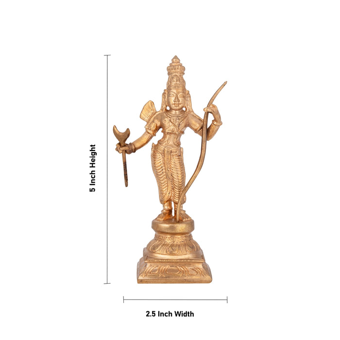 Ramar Murti Set - 5 x 2.5 Inches | Panchaloha Statue / Ram Sita Laxman Hanuman / Ram Darbar Statue For Pooja - Panchaloha Murties