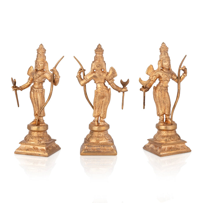 Ramar Murti Set - 5 x 2.5 Inches | Panchaloha Statue / Ram Sita Laxman Hanuman / Ram Darbar Statue For Pooja - Panchaloha Murties