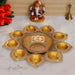 Metal Flower Pot - 1.5 x 10.5 Inches | Brass Polish Urli/ 9 Diya with Uruli for Pooja/ 270 Gms Approx - Uruli & Flower Pot