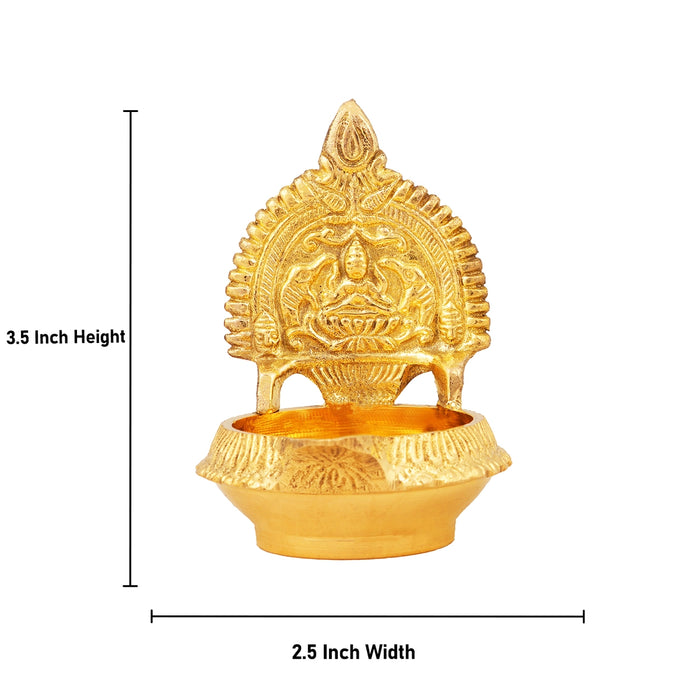 Kamatchi Vilakku - Kuber -3.5 Inches | Brass Kamakshi Deepam/ Lamp for Pooja - Deity Lamps