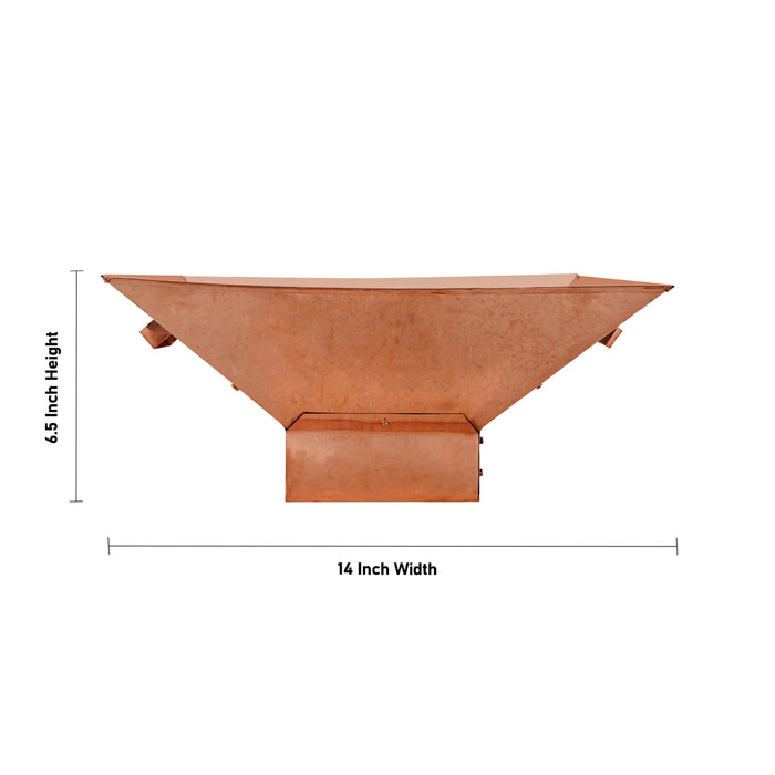 Havan Kund With Handle - 6.5 x 14 Inches | Copper Agnihotra / Homa Kund/ Hawan Kund for Pooja - Havan Kund