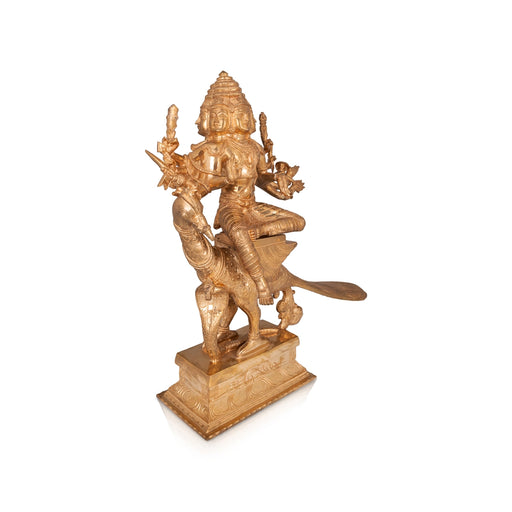 Arumuga Murugan With Peacock on Base Murti - 19 x 15 Inches | Panchaloha Idol/ Murugan Statue For Home & Pooja - Panchaloha Murties