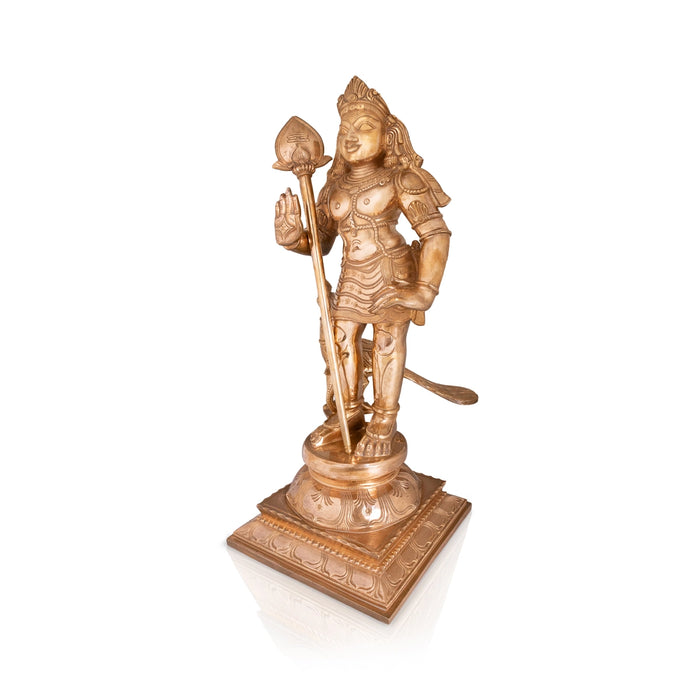 Murugar With Peacock On Base Murti - 25 x 12.5 Inches | Panchaloha Idol / Murugan Statue Decor For Home & Pooja - Panchaloha Murties