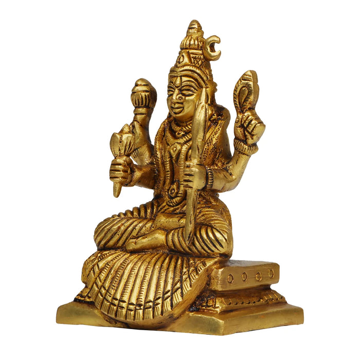 Rajarajeshwari Idol - 4 Inches | Antique Brass Statue/ Amman Statue/ Rajarajeshwari Devi Statue for Pooja - Brass Murties