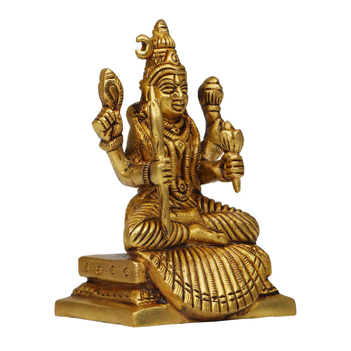 Rajarajeshwari Idol - 4 Inches | Antique Brass Statue/ Amman Statue/ Rajarajeshwari Devi Statue for Pooja - Brass Murties