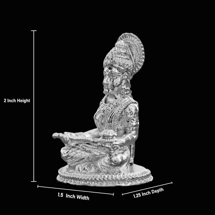 Annapoorani Statue - Silver Polish - 2 x 1.5 Inch | Copper Idol/ Annapuran Devi Murti/ Annapurna Murti for Pooja - Copper Murties